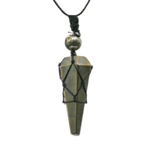 Pyrite Pendulum Necklace Macrame